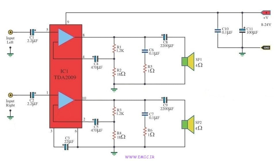 10W-Stereo-Audio-Amplifier- Using-TDA2009A-emic