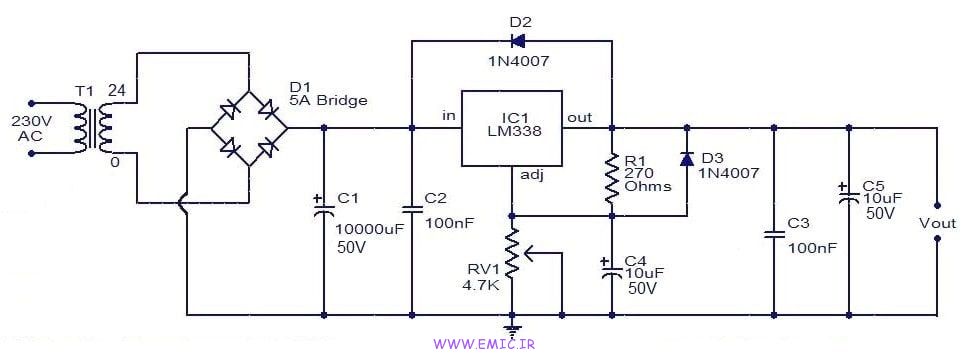 adjustable-regulator-using-LM338-IC-emic