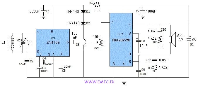 ZN415-AM-Radio-with-TDA2822M-Amplifier-emic