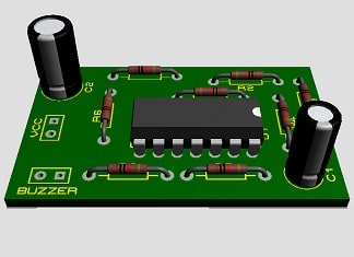 دانلود pcb طراحی شده برای مدار آژیر هشدار با آی سی آپ امپ LM324