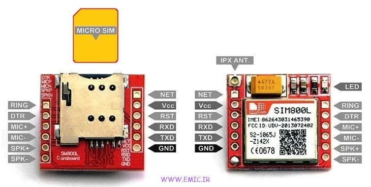 پین ها و ترتیب پایه های ماژول SIM800L