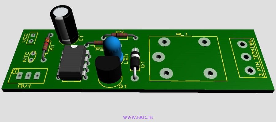 مدار تشخیص گرمای بیش از حد با آی سی LM358 و رله