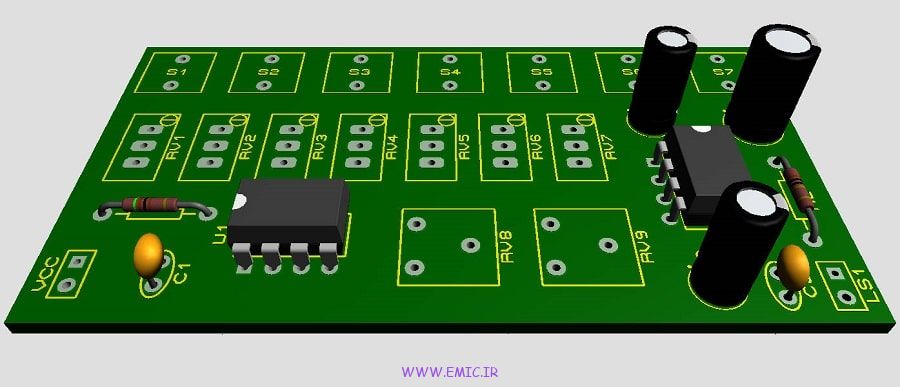 مدار ارگ 7 کلید با آی سی NE555