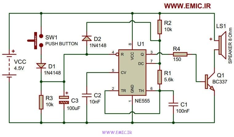 شماتیک مدار زنگ درب خانه